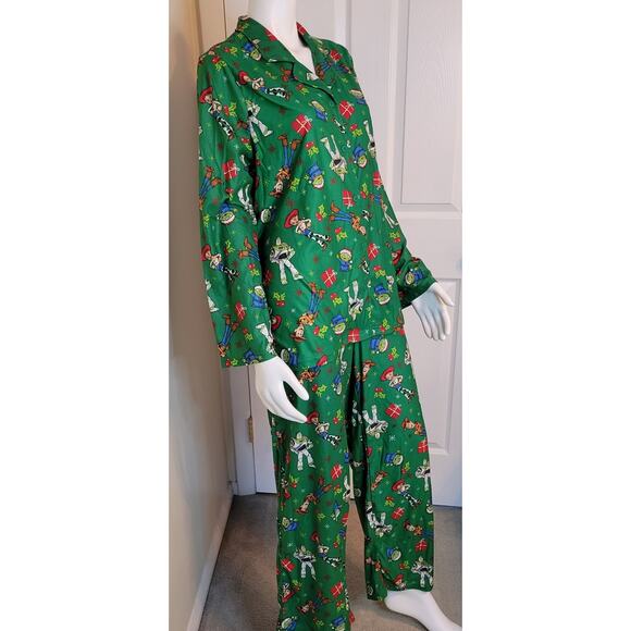 Disney Pixar Toy Story 4 Holiday Pajama Set Green Size XL Buzz Woody Jessie NWT - Picture 5 of 12